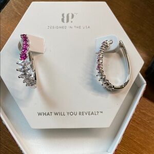 Elegant Silver and Pink Crescent Earrings